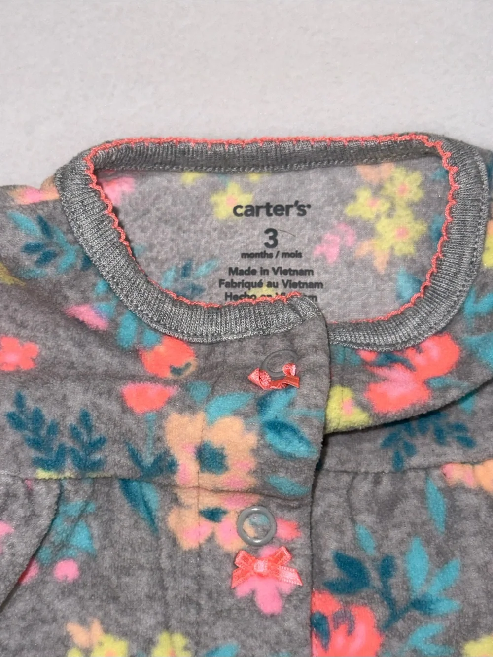 Bundle of 2 Carter's Baby One-Piece Sleepers - Size 3 months GUC